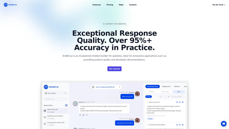 Enterprise Bot: AI Chatbot For Website | EntBot.ai