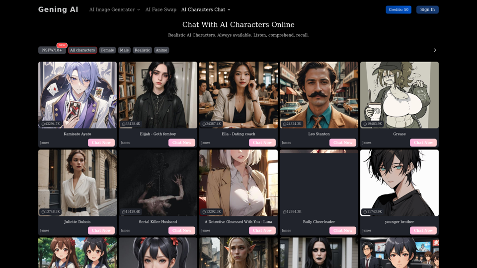 Gening AI - Chat with AI Characters Online