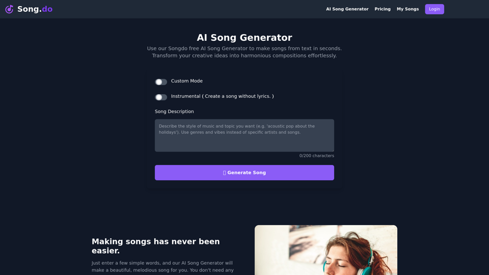 Generador de Canciones de IA Gratis ｜ Song.do