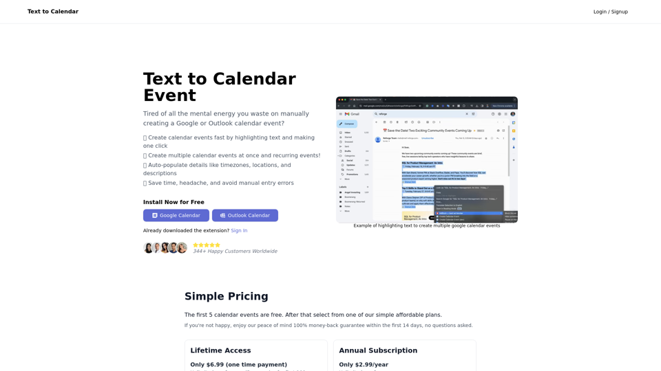 Text to Calendar

Convert text into a calendar format, making it easy to organize and schedule events.