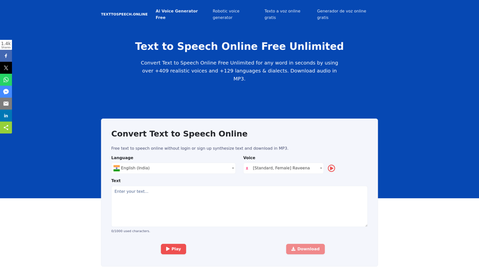 Text To Speech Online ❤️ FREE UNLIMITED