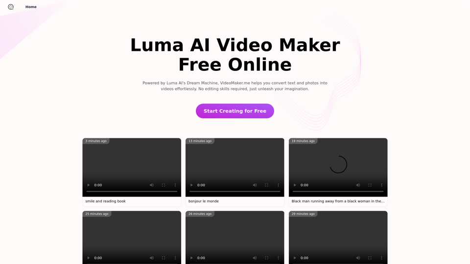 Generador de Video de IA Luma Gratis en Línea - Convertir Texto y Fotos a Video en VideoMaker.me