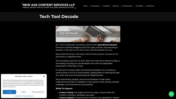 Tech Tool Decode - New Age Content Services LLP