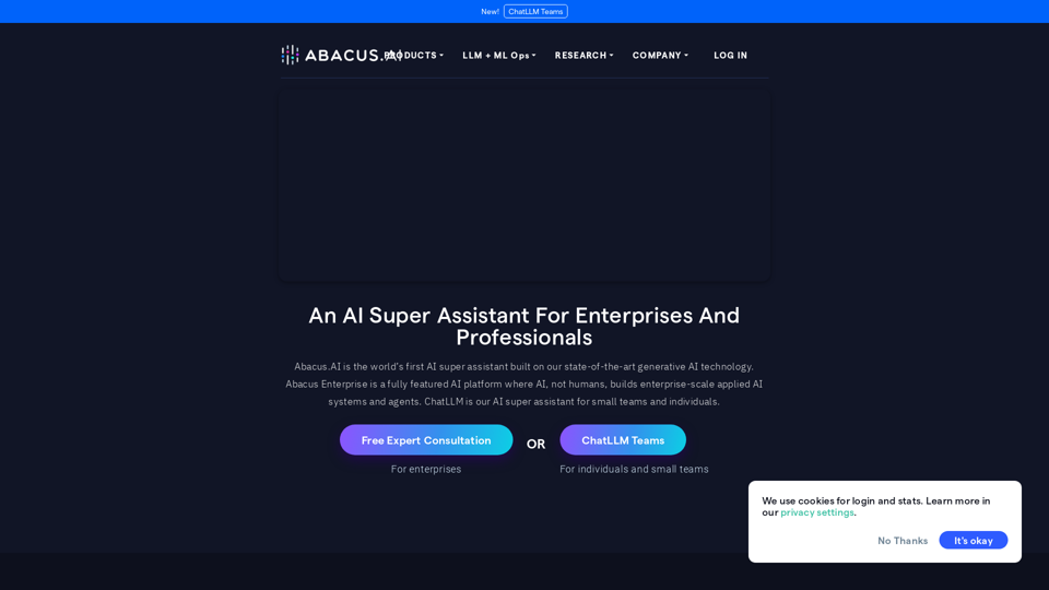 Abacus.AI - Effortlessly Embed Cutting-Edge AI in Your Applications. 
