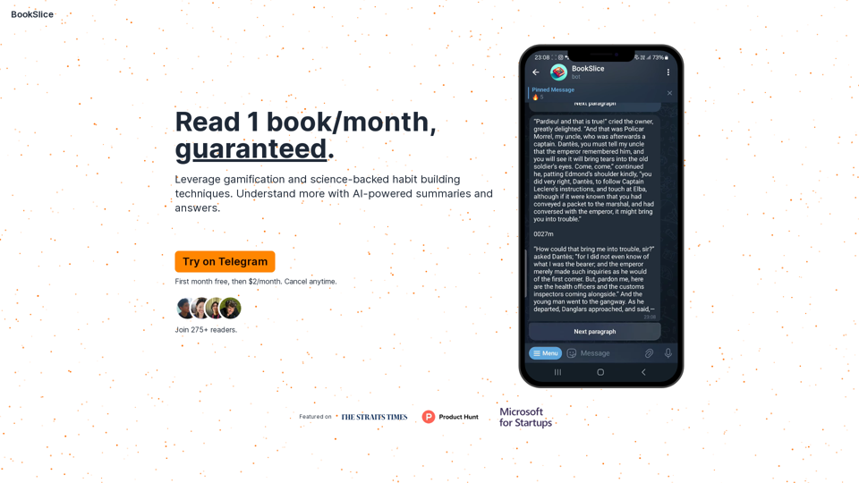 BookSlice - Lector de libros gamificado para personas ocupadas 
