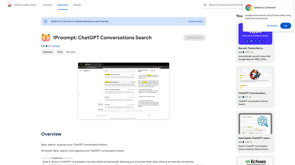 ChatGPT Conversations Search 

