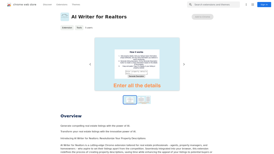 AI Writer for Realtors 

This AI-powered writing tool is designed to help real estate agents save time and create compelling content. 

Here's what it can do:

* Generate property descriptions: Craft engaging and informative descriptions that highlight key features and benefits.
* Write listing headlines:  Create attention-grabbing headlines that attract potential buyers.
* Compose social media posts:  Share property updates, market insights, and client testimonials in a concise and engaging way.
* Draft email campaigns:  Automate email marketing efforts with personalized messages to potential clients.
* Summarize property reports:  Quickly understand key information from property reports and market analyses.

Benefits for Realtors:

* Save time and effort:  Automate repetitive writing tasks and focus on client interactions.
* Improve content quality:  Generate high-quality, engaging content that resonates with target audiences.
* Boost marketing effectiveness:  Create compelling content that drives leads and increases sales.
* Stay ahead of the competition:  Leverage AI technology to streamline your workflow and deliver exceptional service.


