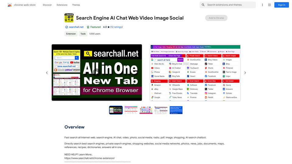 Search Engine  
AI Chat  
Web  
Video  
Image  
Social