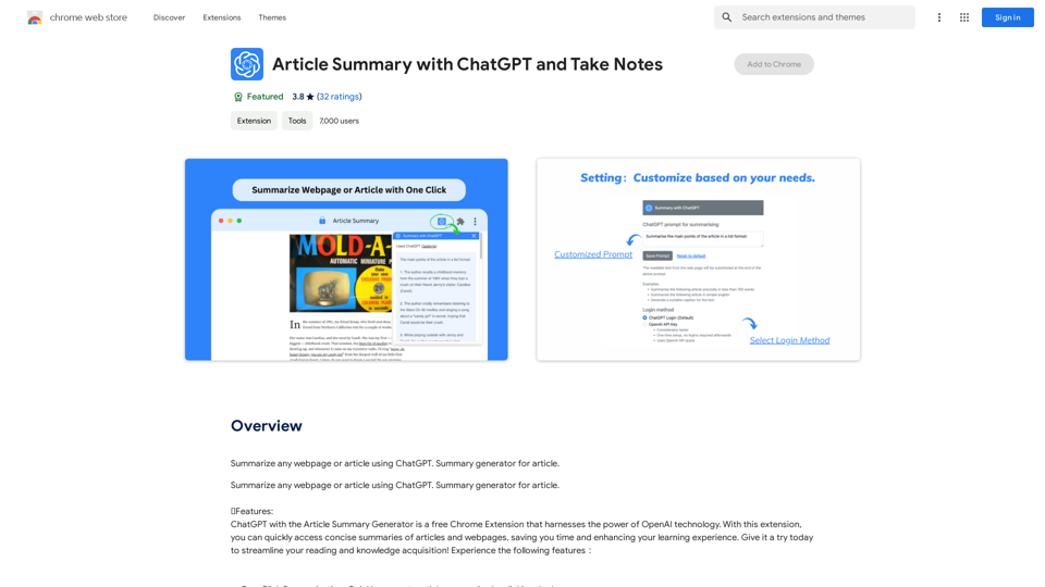 Résumé d'article avec ChatGPT et prise de notes

ChatGPT peut résumer des articles et vous aider à prendre des notes. 

Voici comment ça marche :

1. Copiez et collez l'article que vous souhaitez résumer dans la boîte de ChatGPT.
2. Demandez à ChatGPT de résumer l'article en utilisant un langage clair et concis. 
3. Examinez le résumé généré par ChatGPT.
4. Utilisez les informations du résumé pour prendre des notes sur les points clés de l'article.

Exemple :

```
Article : 
[Insérez votre article ici]

Demande à ChatGPT : 
"Veuillez résumer cet article de manière concise."

Résumé généré par ChatGPT :
[Résumé de l'article]

Notes :
* [Point clé 1]
* [Point clé 2]
* [Point clé 3]
```


