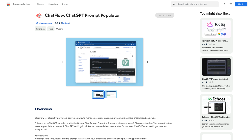 ChatFlow: Populador de Prompts do ChatGPT

