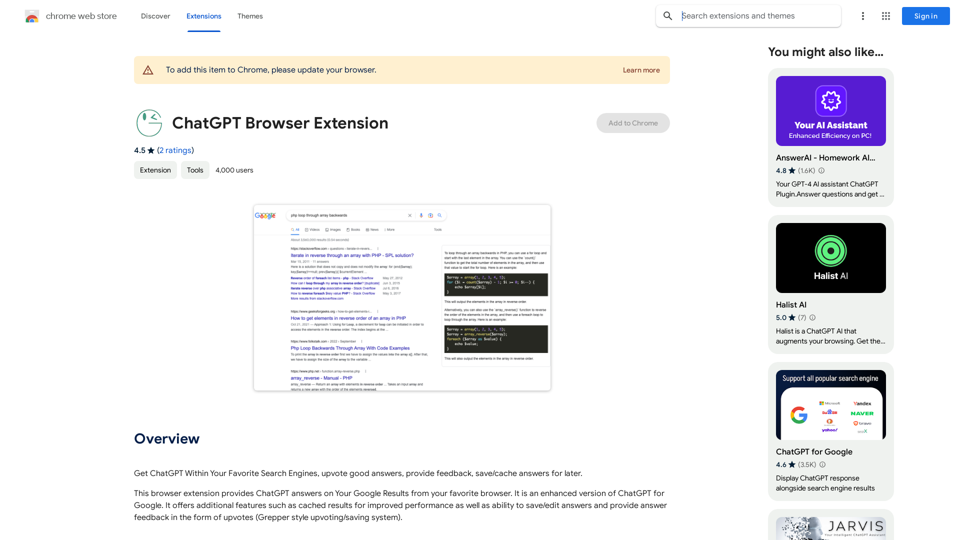 Extensión del navegador ChatGPT 


