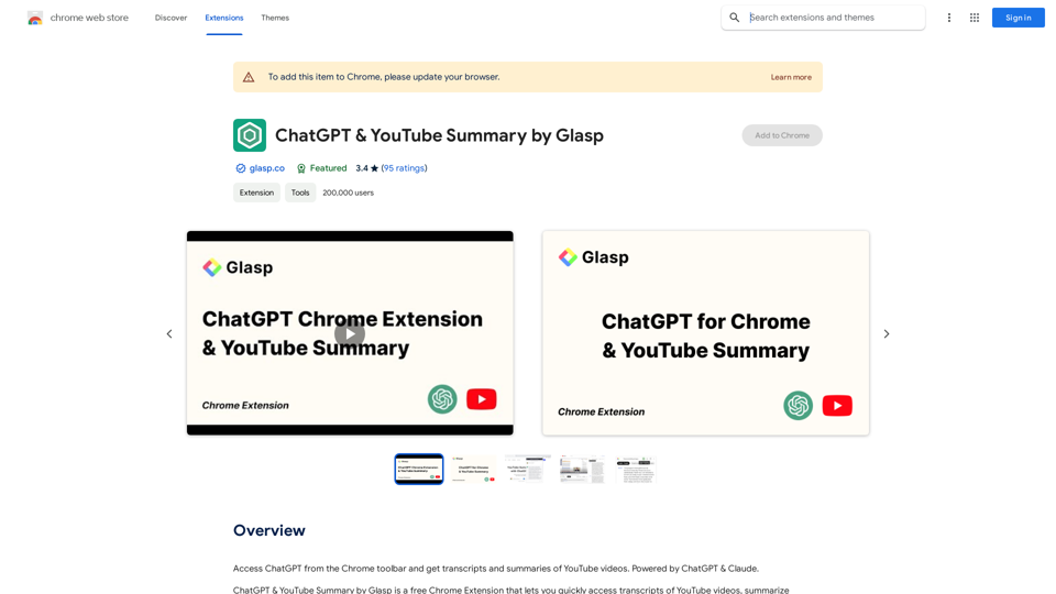 Résumé de ChatGPT et YouTube par Glasp