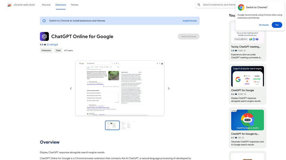 ChatGPT Онлайн для Google 
