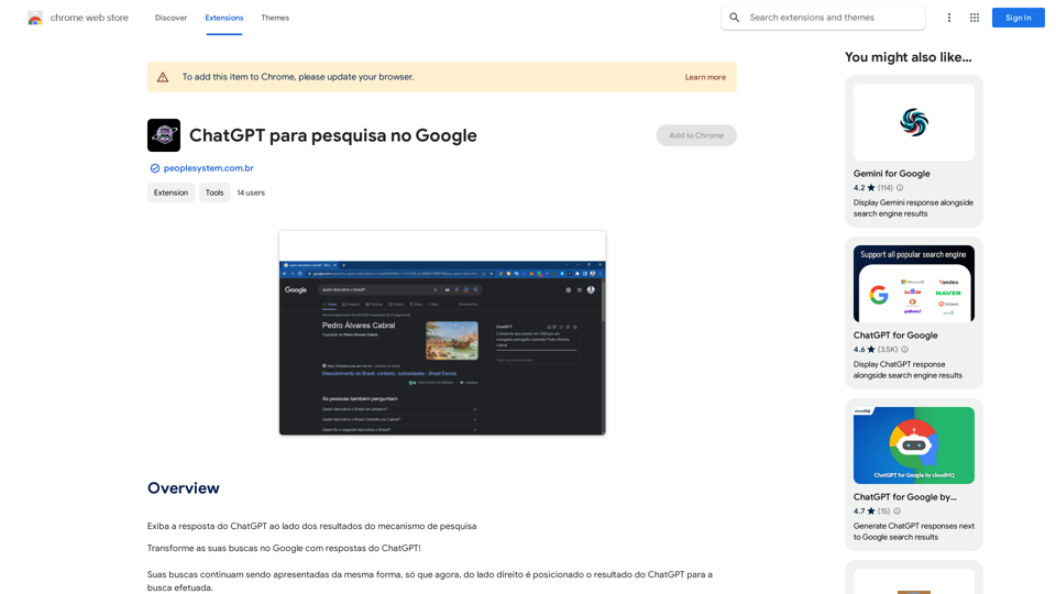 ChatGPT para pesquisa no Google 
