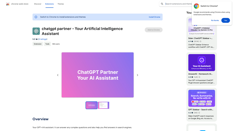 ChatGPT Partner - Your Artificial Intelligence Assistant 
