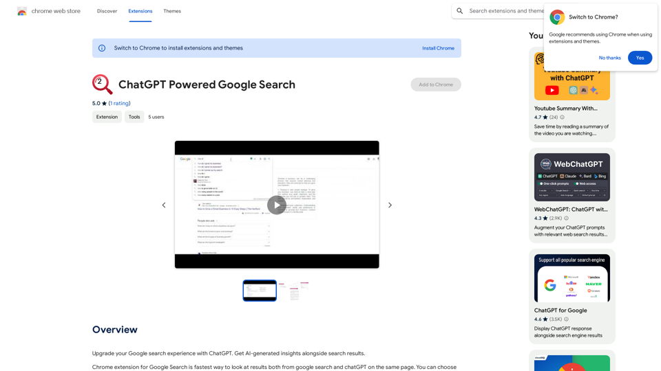 ChatGPT Propulsé par Google Search 
