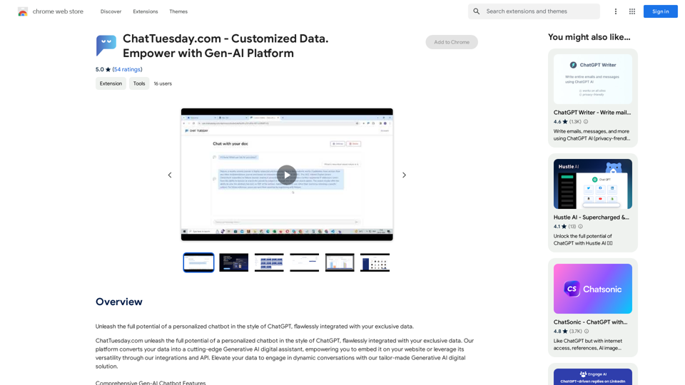 ChatTuesday.com - Customized Data. Empower with Gen-AI Platform 
