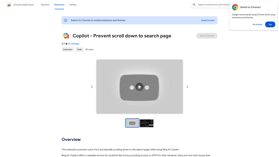 Copilot - Stop scrolling down to search pages 
