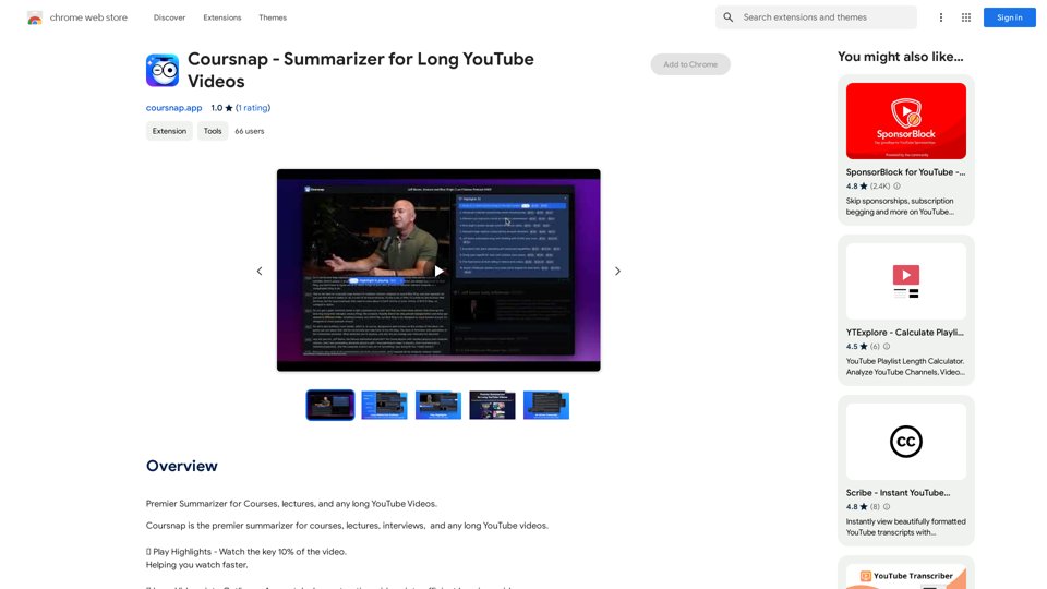 Coursnap - Summarizer for Long YouTube Videos 
