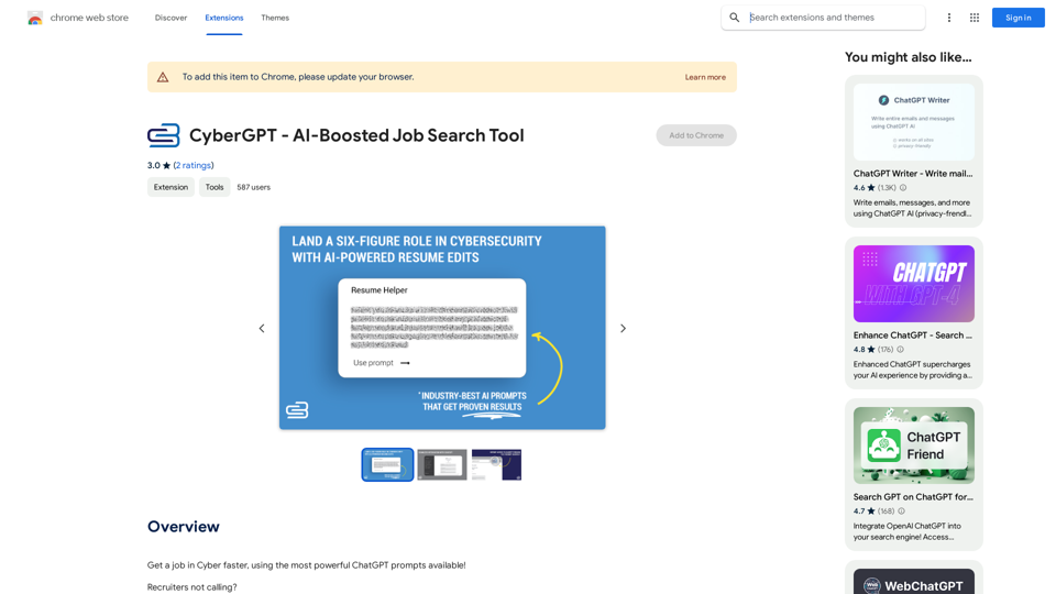 CyberGPT - AI-Boosted Job Search Tool 
