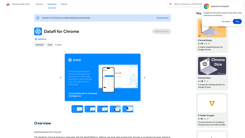 Datafi pour Chrome 
