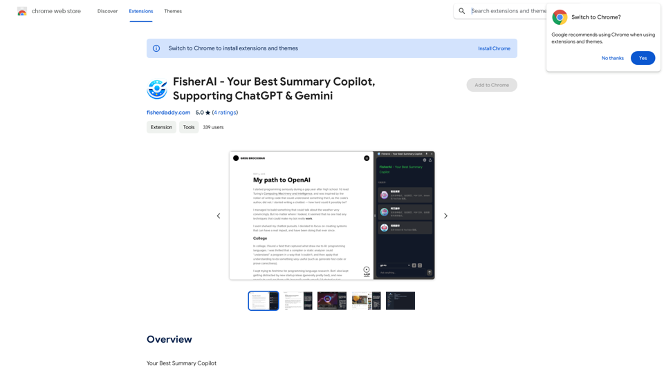 FisherAI - Your Best Summary Copilot, Supporting ChatGPT & Gemini 
