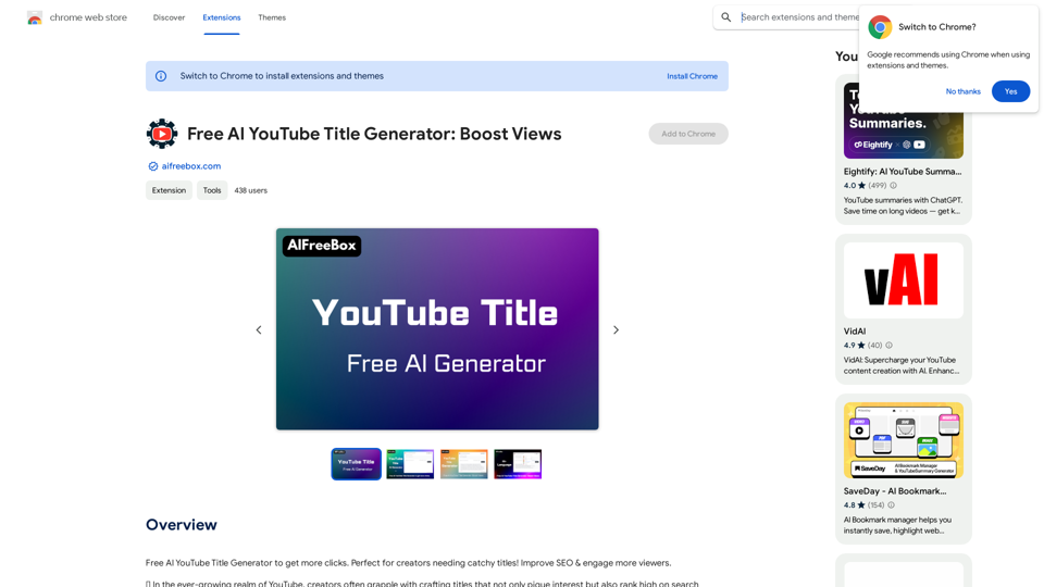 Generador Gratuito de Títulos para YouTube de IA: Aumenta las Vistas 


