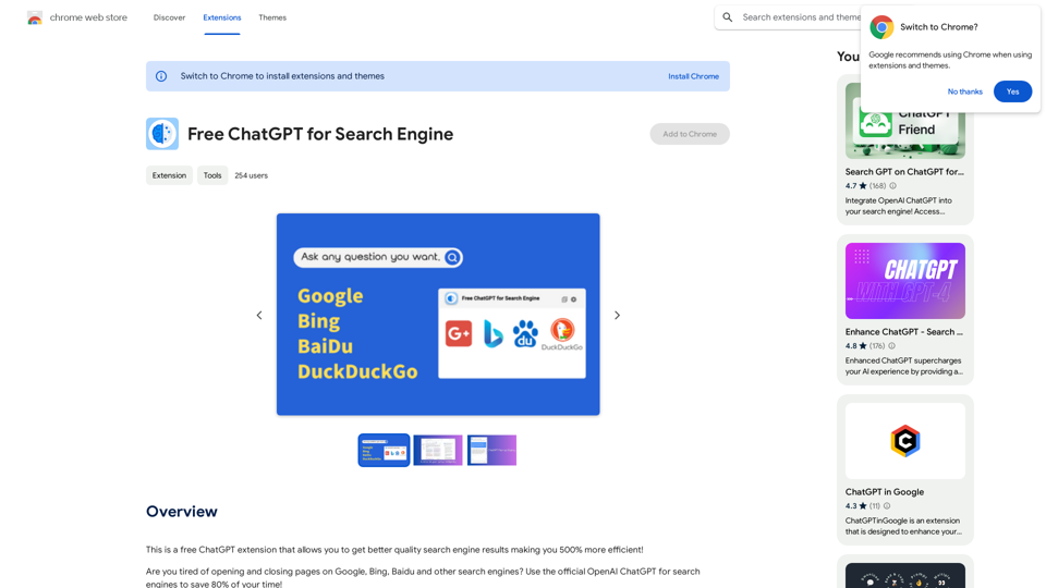 Free ChatGPT for Search Engine 
