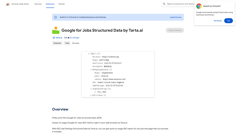 Google pour Emplois Données Structurées par Tarta.ai 
