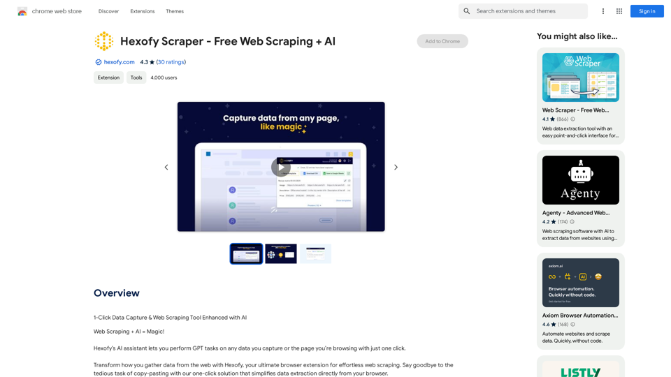 Hexofy Scraper - Scraping de Web Gratuito + IA