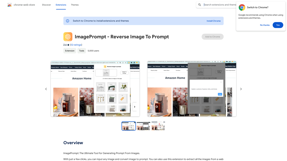 ImagePrompt - Reverse Image To Prompt

This tool takes an image as input and generates a textual description (prompt) that can be used to recreate the image using text-to-image AI models. 


