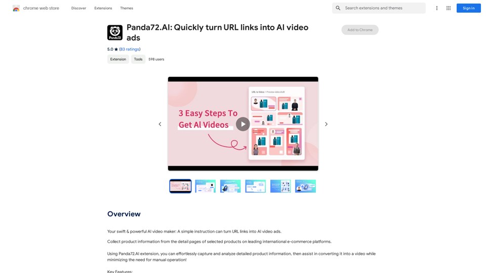 Panda72.AI: Quickly turn URL links into AI video ads