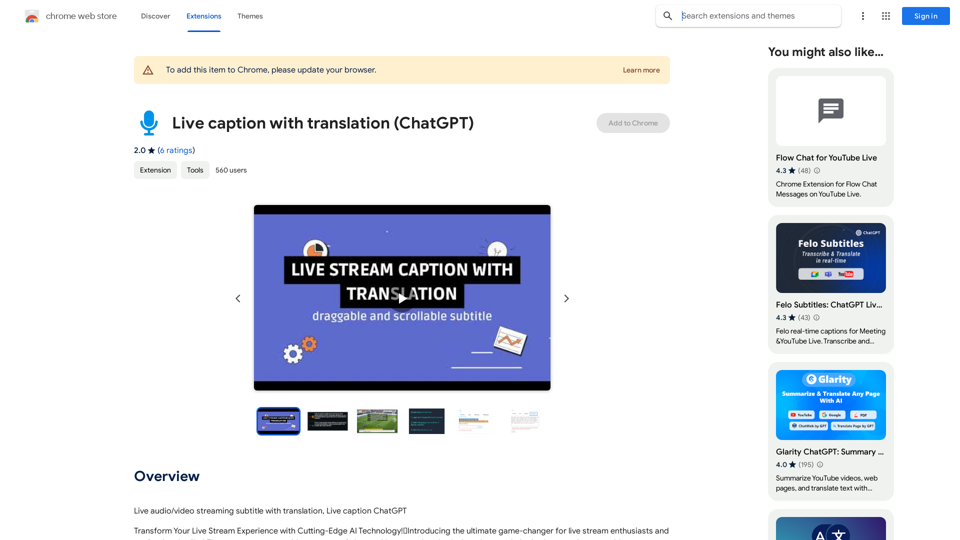 Subtítulos en vivo con traducción (ChatGPT) 
