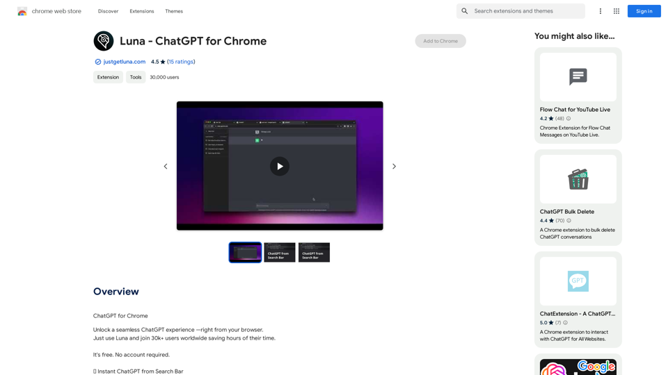 Luna - ChatGPT pour Chrome