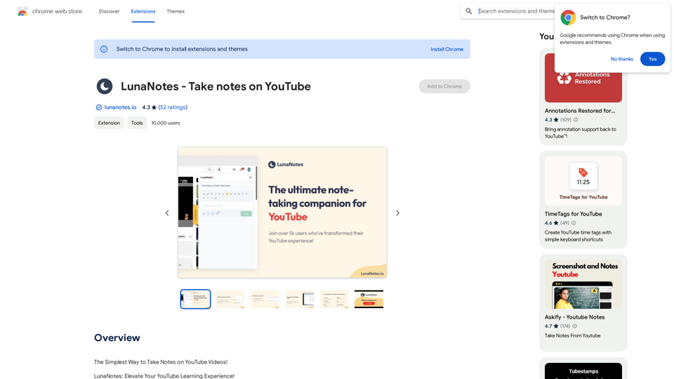 LunaNotes - Prendre des notes sur YouTube