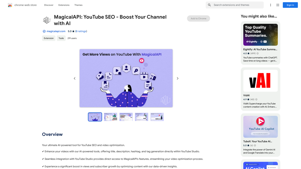 MagicalAPI: YouTube SEO - Steigern Sie Ihren Kanal mit KI 
