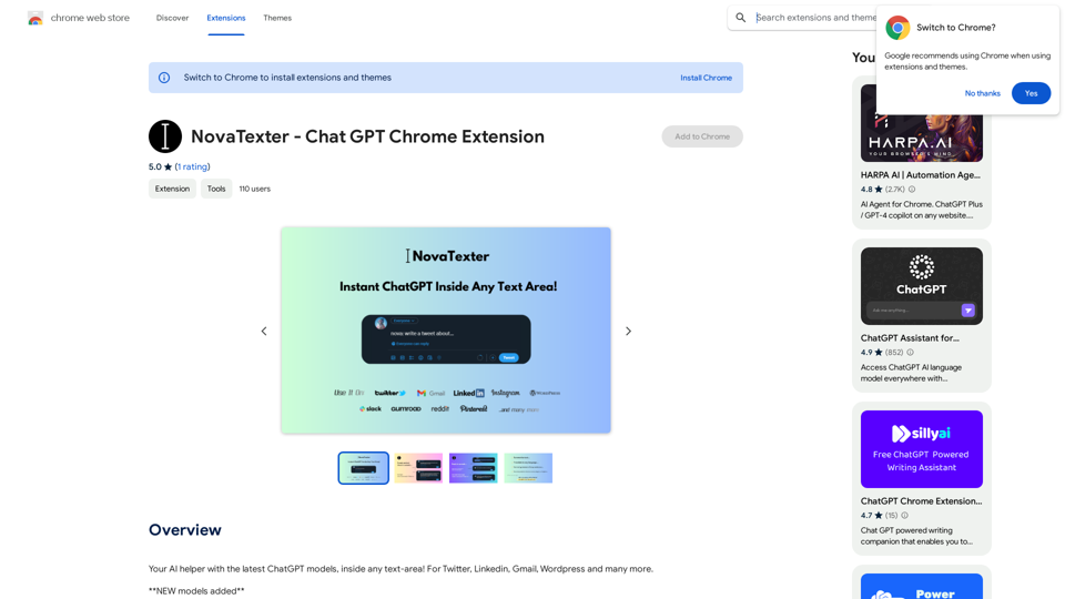 NovaTexter - 聊天GPT Chrome 扩展程序 
