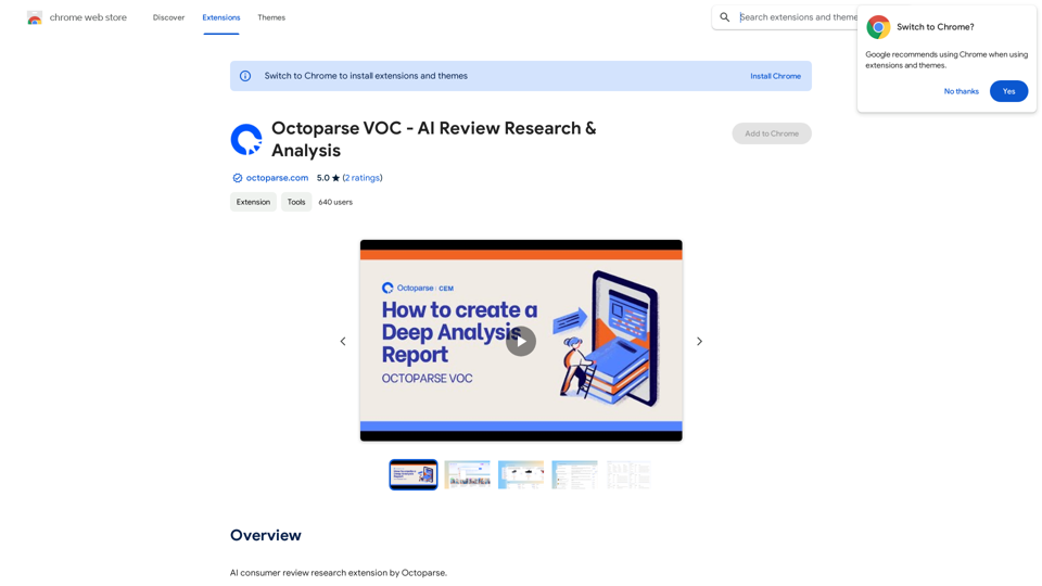 Octoparse VOC - AI Review Research & Analysis 

This is a document outlining the research and analysis conducted on user voice (VOC) data using Octoparse's AI capabilities. 


