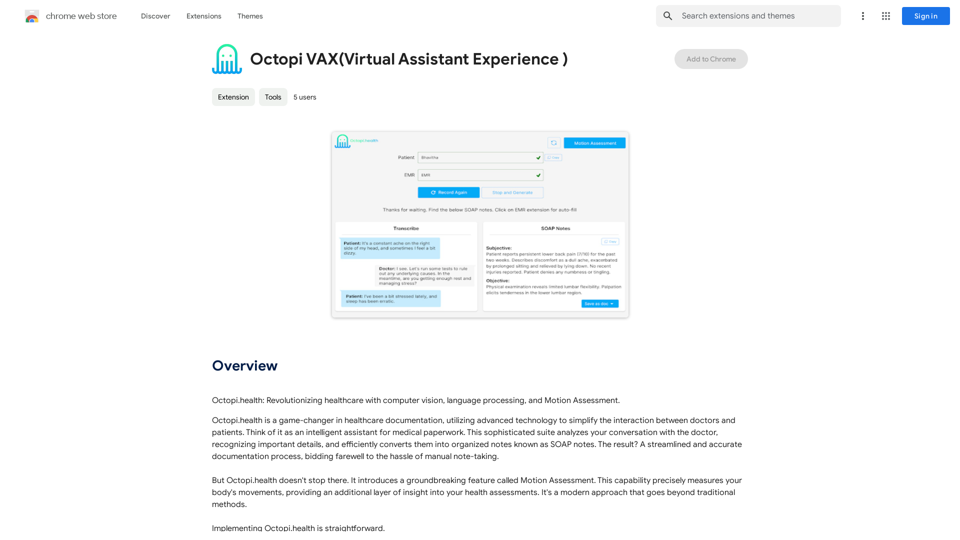 Octopi VAX (Expérience Virtuelle d'Assistant) 
