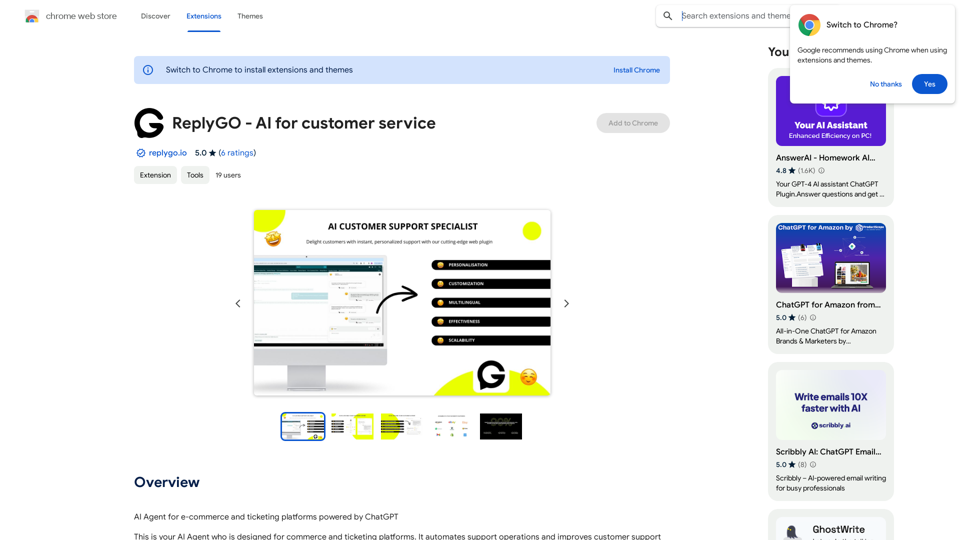 ReplyGO - AI for Customer Service 
