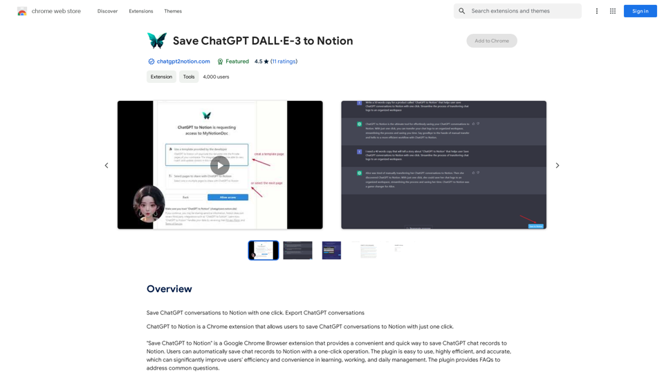 It's not possible to directly "save" ChatGPT or DALL·E-3 into Notion. 

ChatGPT and DALL·E-3 are powerful AI models developed by OpenAI. They are not physical files that can be downloaded and stored. 

Think of them like online services you access through an internet connection. You can interact with them, get outputs from them, and even use their outputs in Notion, but you can't "save" the models themselves. 


Let me know if you'd like to explore ways to integrate ChatGPT or DALL·E-3 outputs into your Notion workspace! 
