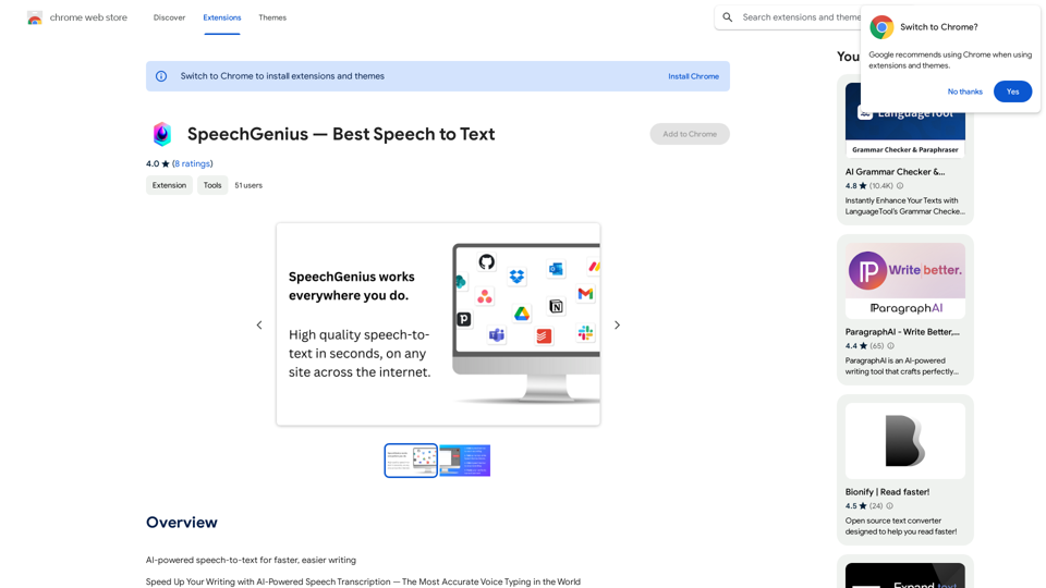 SpeechGenius — Best Speech to Text 
