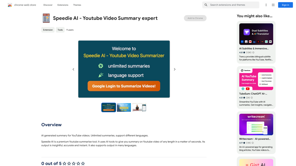 Speedie AI - Experto en resúmenes de videos de YouTube 
