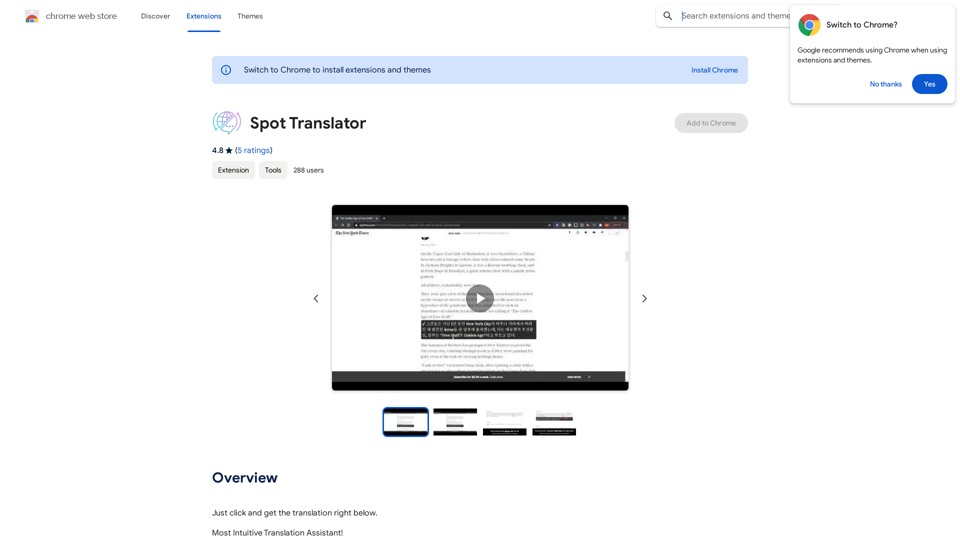 Spot Translator 

This is a simple tool to translate text from one language to another. 

How to use:

1. Enter the text you want to translate in the input box.
2. Choose the source language from the dropdown menu.
3. Choose the target language from the dropdown menu.
4. Click the "Translate" button.

The translated text will appear in the output box. 


