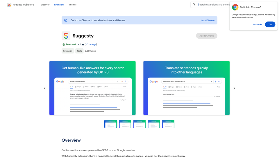 Suggesty

Suggesty is a cutting-edge AI-powered tool designed to assist users in generating high-quality content quickly and efficiently.