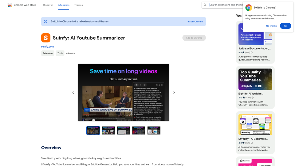 Suinfy: AI YouTube Summarizer 
