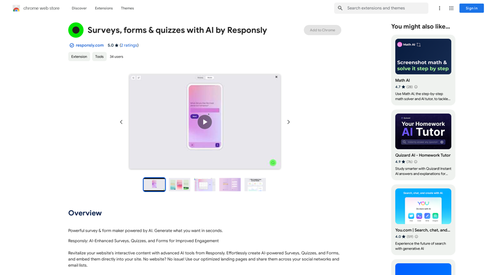 Surveys, Forms & Quizzes with AI by Responsly 
