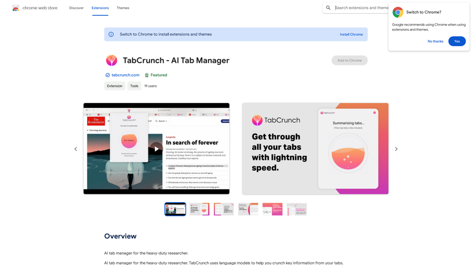 TabCrunch - Gestionnaire d'onglets AI 
