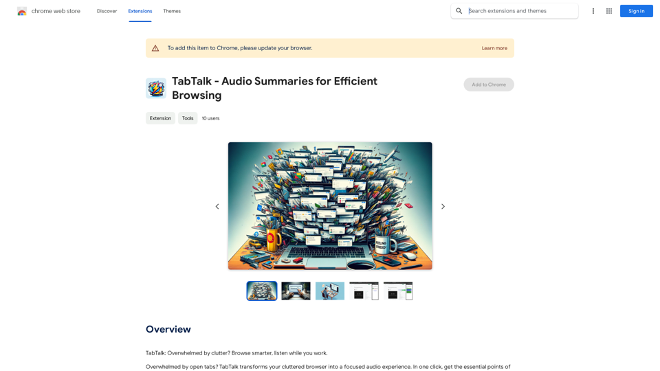 TabTalk - Audio Summaries for Efficient Browsing 
