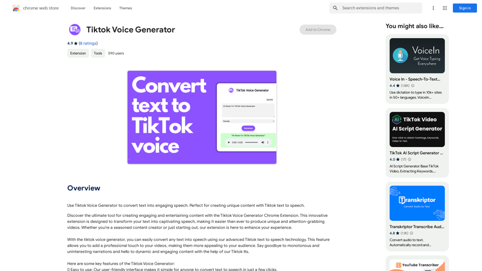 TikTok Voice Generator
==========================

The TikTok voice generator is a popular feature on the social media platform that allows users to create and share videos with unique and entertaining voiceovers. This feature has become a sensation among TikTok users, with many using it to add humor, creativity, and personality to their videos.

How Does it Work?
--------------------

The TikTok voice generator uses advanced AI technology to convert written text into a spoken voice. Users can type in the text they want to convert, and the generator will produce a natural-sounding voiceover in a matter of seconds. The voice generator offers a range of voices, accents, and languages to choose from, allowing users to customize their voiceovers to fit their style and preferences.

Features and Benefits
-------------------------

Variety of Voices

The TikTok voice generator offers a vast library of voices, including male and female voices, different accents, and languages. This allows users to experiment with different voices and find the one that best suits their content.

Easy to Use

The voice generator is incredibly easy to use. Users simply need to type in the text they want to convert, select the voice they want to use, and the generator will do the rest.

Add Humor and Creativity

The TikTok voice generator is a great way to add humor and creativity to videos. Users can use the generator to create funny voiceovers, parody songs, or even create their own characters.

Increase Engagement

Videos with voiceovers generated by the TikTok voice generator tend to perform better in terms of engagement. The unique and entertaining voiceovers can help capture viewers' attention and increase the chances of going viral.

Conclusion
----------

The TikTok voice generator is a powerful tool that can help users take their content to the next level. With its advanced AI technology, ease of use, and variety of voices, it's no wonder why it has become a favorite among TikTok users. Whether you're looking to add humor, creativity, or personality to your videos, the TikTok voice generator is definitely worth trying out.